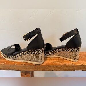Vince camuto Black and Tan Wedge Sandals